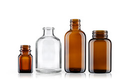 Bottles, vials and jars made of moulded glass