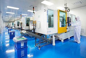 Spritzgießproduktion von Kunststoffteilen und –baugruppen im Reinraum nach ISO 14644-1 ISO Klasse 8 in Dongguan City, China