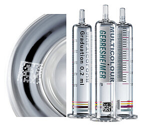 Printing of prefillable luercone glass syringes