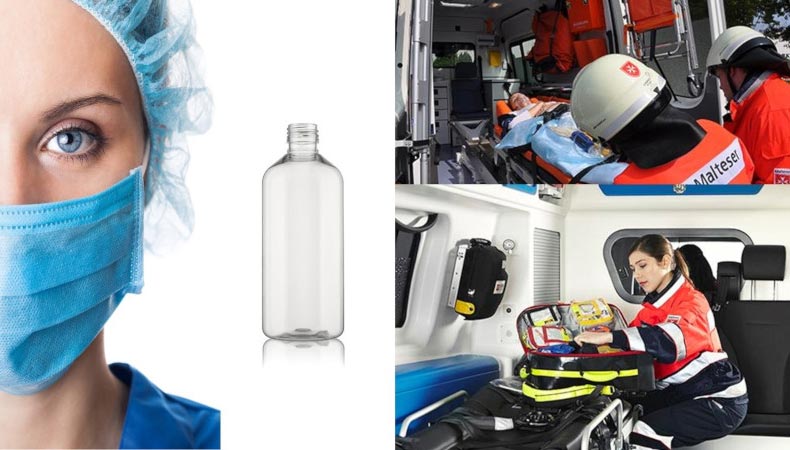 Gerresheimer and FM Plast help Malteser Hilfsdienst by donating bottles and caps for disinfectants