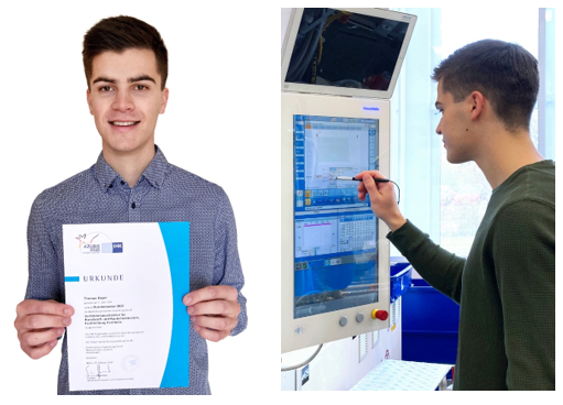 [Translate to German:] Excellent: Thomas Bayer from Gerresheimer completes his examination as a process mechanic in plastics and rubber technology as the best apprentice in Germany. 