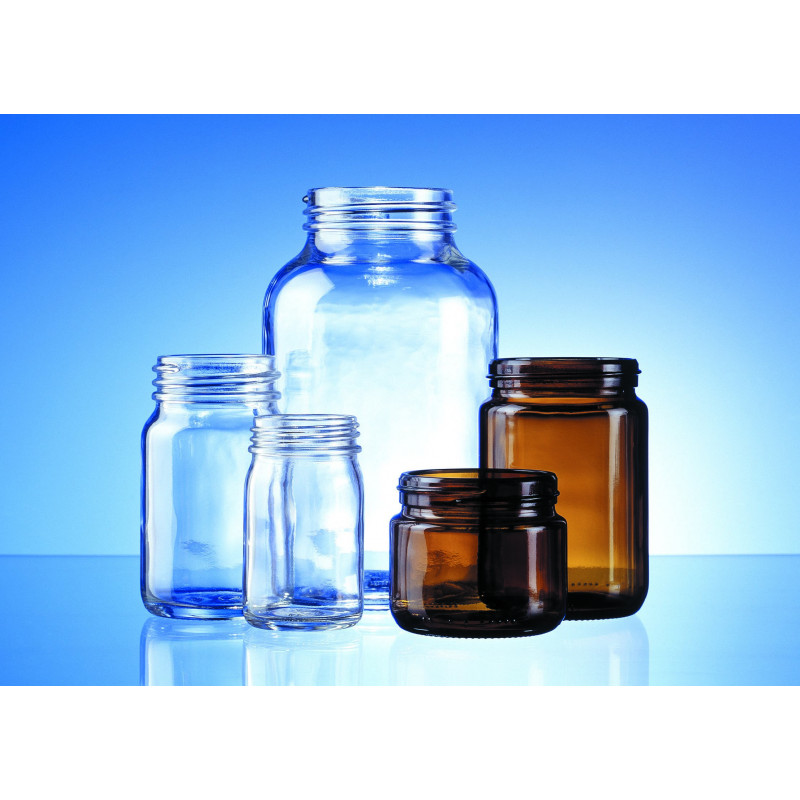 Wide-mouth jars made of moulded glass for pharmaceuticals and herbaceuticals