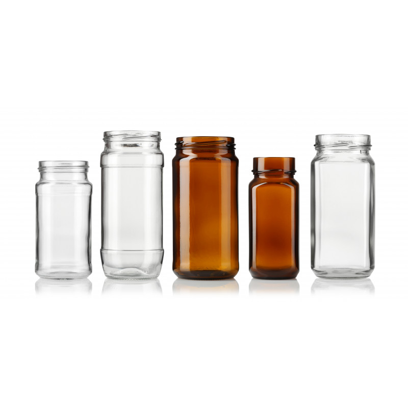 Wide-mouth jars made of moulded glass
