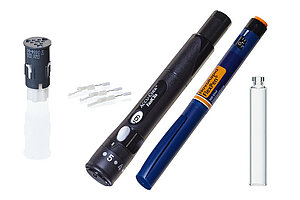 Lancing devices, insulin pens, glass cartridges, lancets