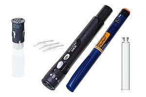 Lancing devices, insulin pens, glass cartridges, lancets