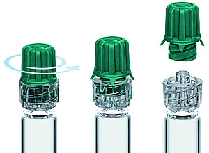 Closure system for prefillable luerlock glass syringes