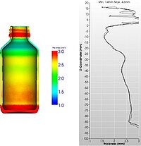 Result of the process simulation - analysis of the glass wall thickness distribution