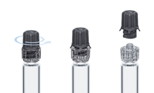 Closure system for prefillable luer lock glass syringes