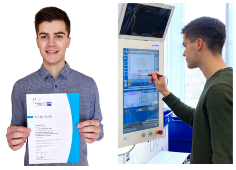 Excellent: Thomas Bayer from Gerresheimer completes his examination as a process mechanic in plastics and rubber technology as the best apprentice in Germany. 