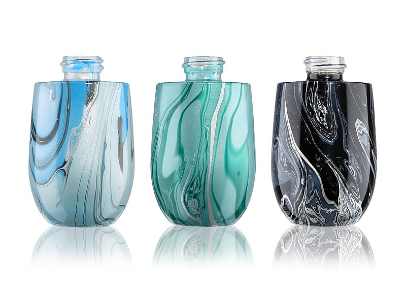 Gerresheimer bottles with the "Marble Decoration" finish