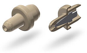 Der äußere Teil der DropControl-Pipette wurde nur leicht verändert, während der innere Teil einen Einsatz erhielt, der mit dem äußeren Teil direkt verbunden ist.