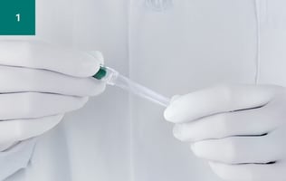 Remove seal cap of the safety syringe. Remove seal cap of the safety syringe.